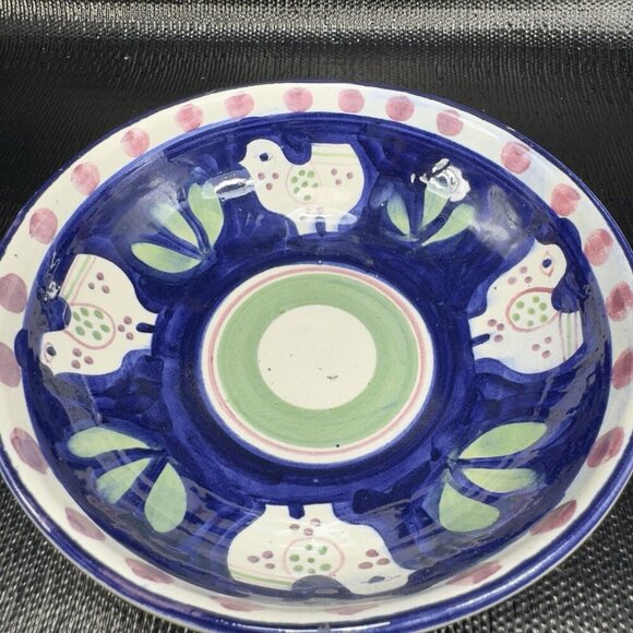 Necesito Mexico Hand Painted Bird Mexican Pottery Round Dish Bowl Artist Signed - Picture 8 of 14